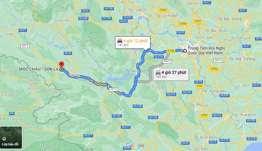 Cung đường từ Hà Nội đến Mộc Châu không quá ngắn cũng không quá dài