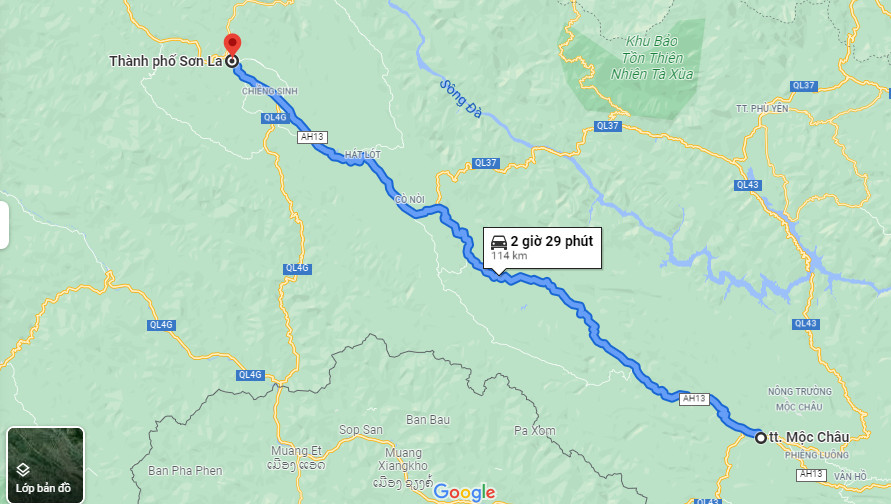 Quãng đường từ Mộc Châu đến Sơn La dài hơn 100km 